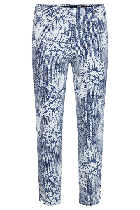 ROBELL : Lena Floral Trousers - Navy