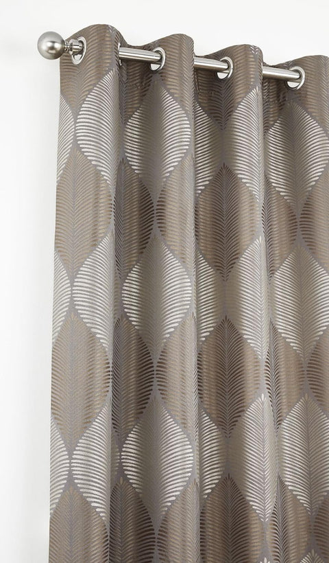 CATHERINE LANSFIELD : Leaf Jacquard Eyelet Curtains - Natural