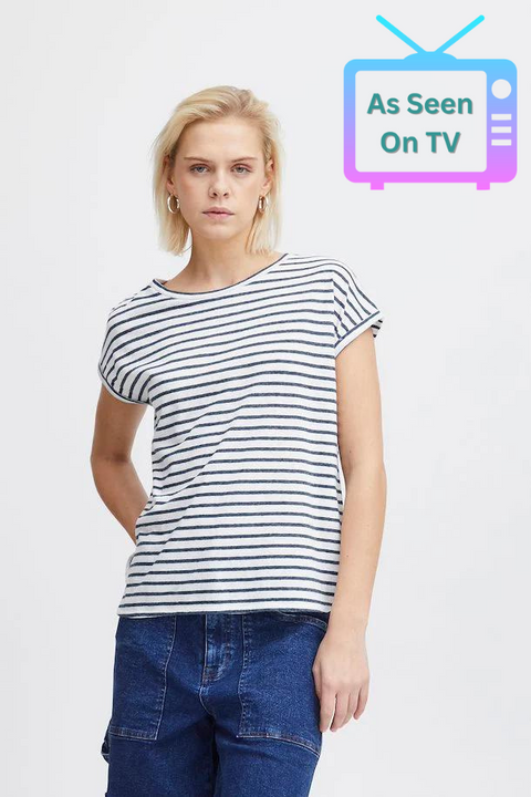 ICHI : Yulietta Stripe T-shirt - Navy