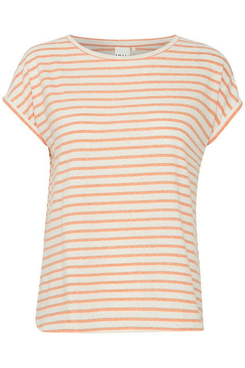 ICHI : Yulietta Stripe T-shirt - Coral
