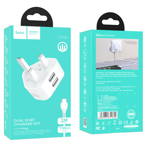 Hoco Dual charger Plug+Type-c Cable
