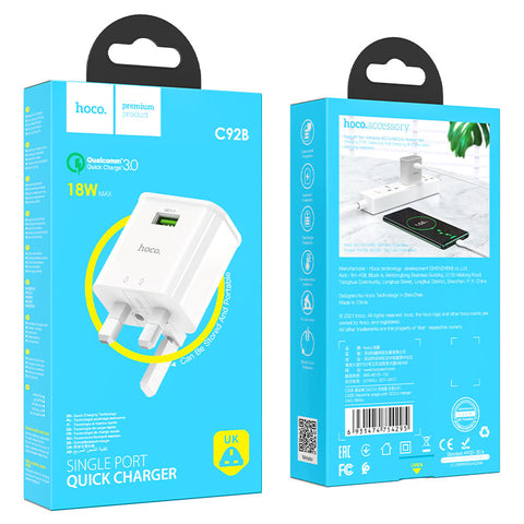 Hoco 18W Quick Charger Plug C92B