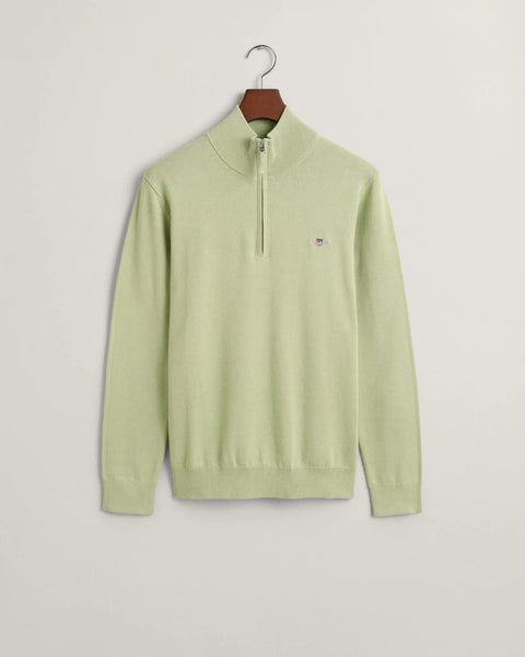 GANT : Classic Cotton Half Zip Sweater - Green