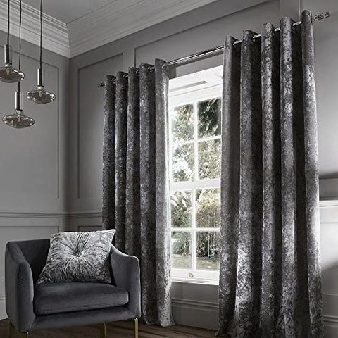 CATHERINE LANSFIELD : Crushed Velvet Silver Curtain