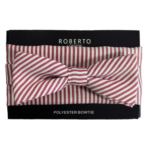 ROBERTO LONDON :  Stripe Poly/Viscose Red Skinny Bow Tie