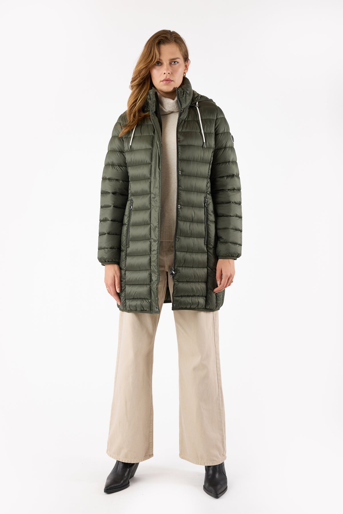 FRANDSEN Quilted Windproof Hooded Down Coat - Olive