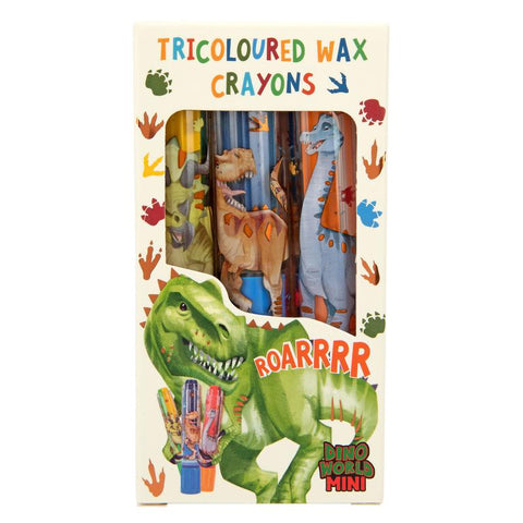 DINO WORLD : Tricoloured Wax Crayons