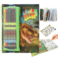 DEPESCHE Dino World Colouring Book with Colouring Pencils
