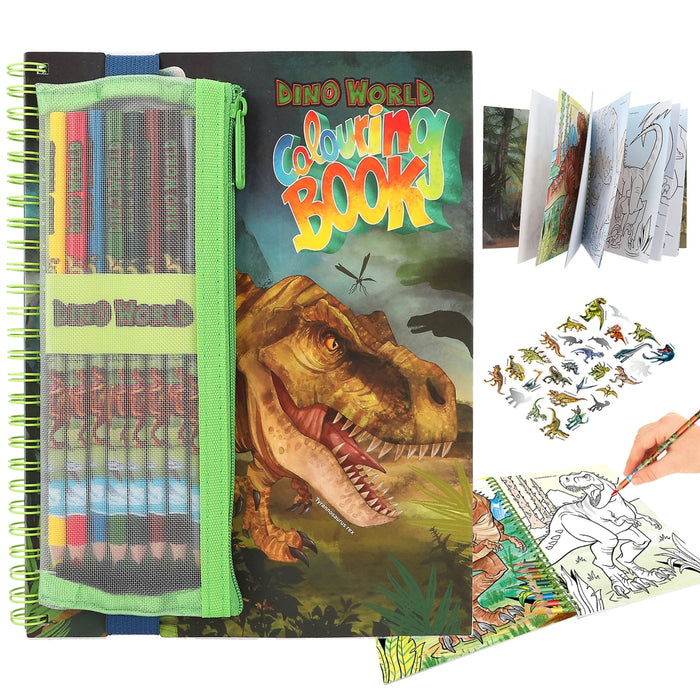DEPESCHE Dino World Colouring Book with Colouring Pencils