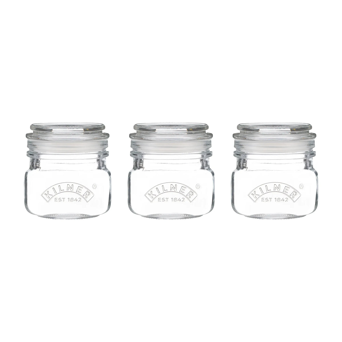 KILNER Square Push Top Jars Set Of 3 250ml