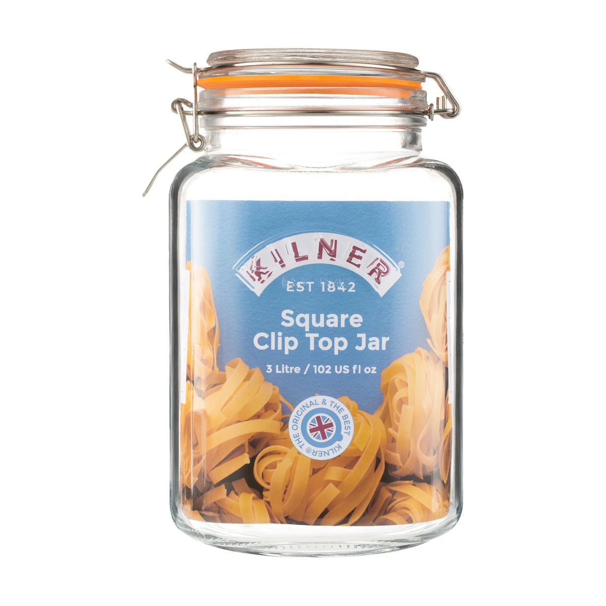 KILNER Glass Clip Top Square Jar 3 Litre