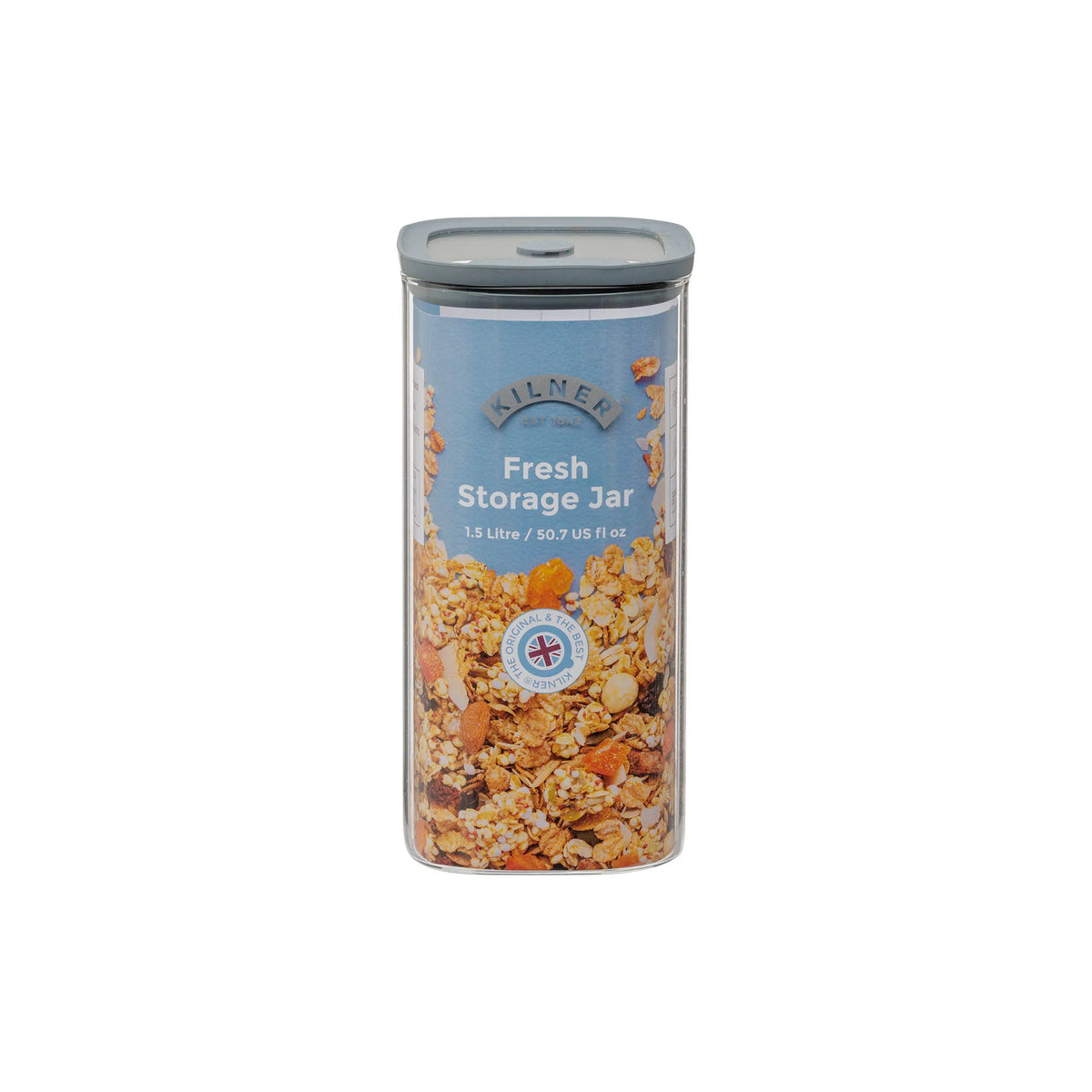 KILNER Fresh Storage Glass Square Jar 1.5 Litre
