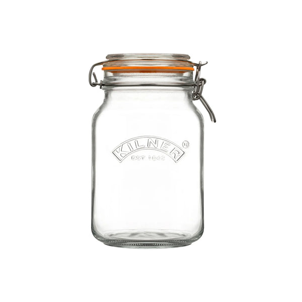 KILNER Glass Clip Top Square Jar 1.5 Litre