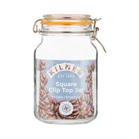 KILNER Glass Clip Top Square Jar 1.5 Litre
