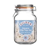 KILNER Glass Clip Top Square Jar 2 Litre