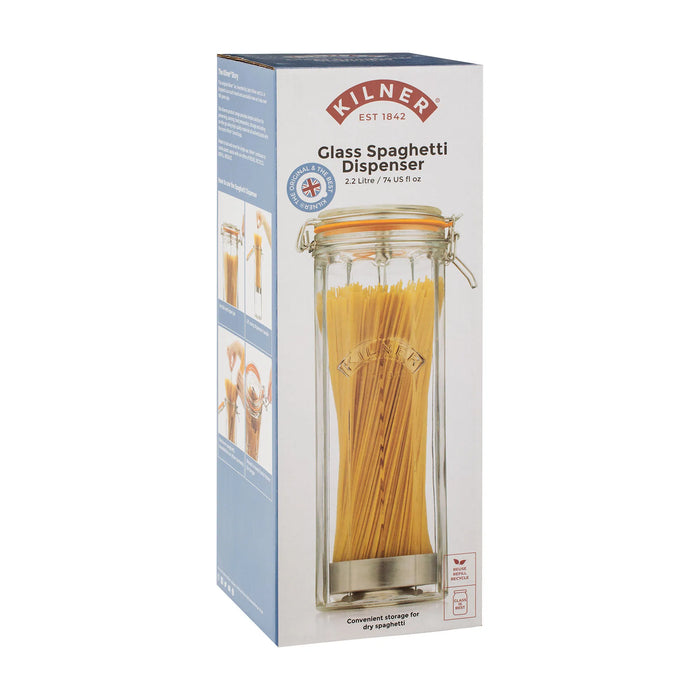 KILNER Facetted Glass Spaghetti Dispenser 2.2 Litre