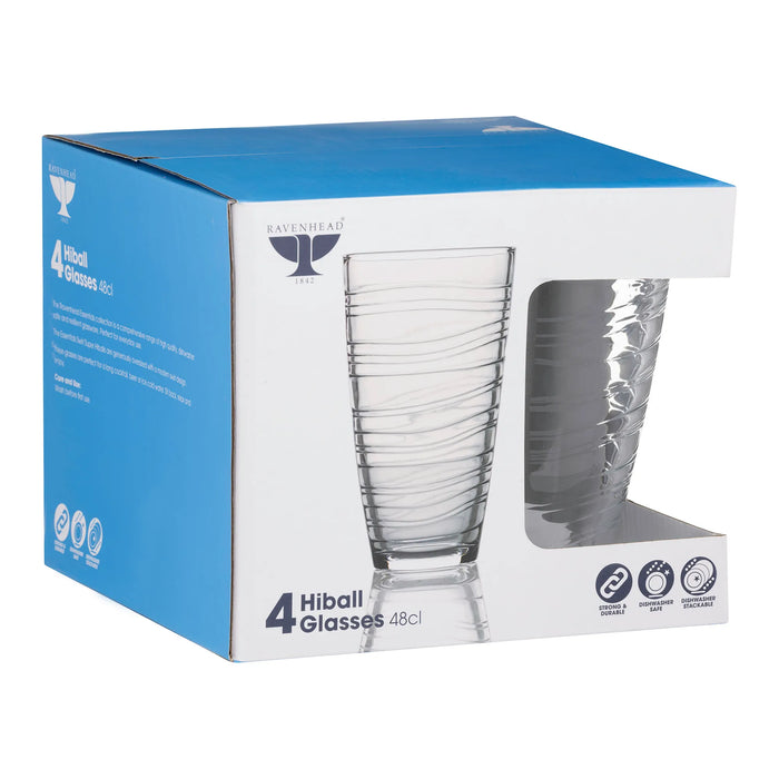 RAVENHEAD Essentials Swirl Super Hiball Set Of 4 Glasses - 48cl