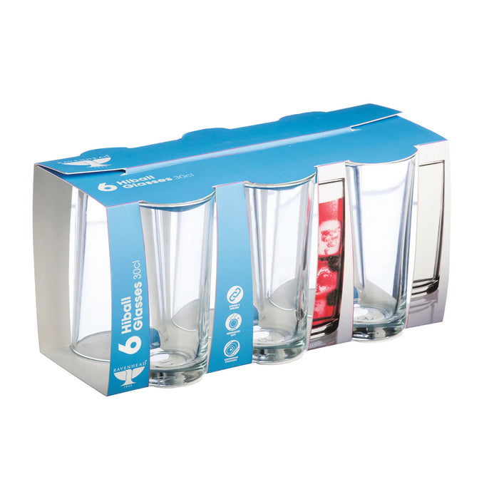 RAVENHEAD Essentials Sleeve Of 6 Hiball Glasses 30cl