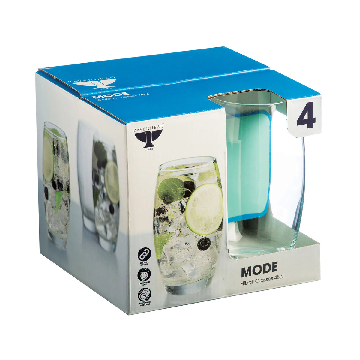 RAVENHEAD Mode Set Of 4 Hiball Glasses 48cl