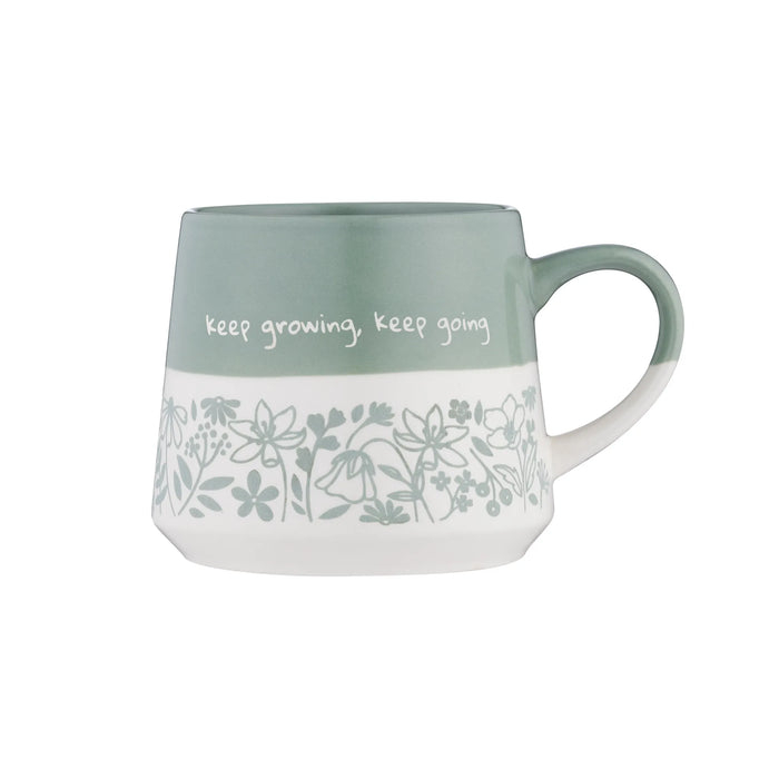 PRICE & KENSINGTON Keep Growing Keep Going Slogan Mug 450ml - Green