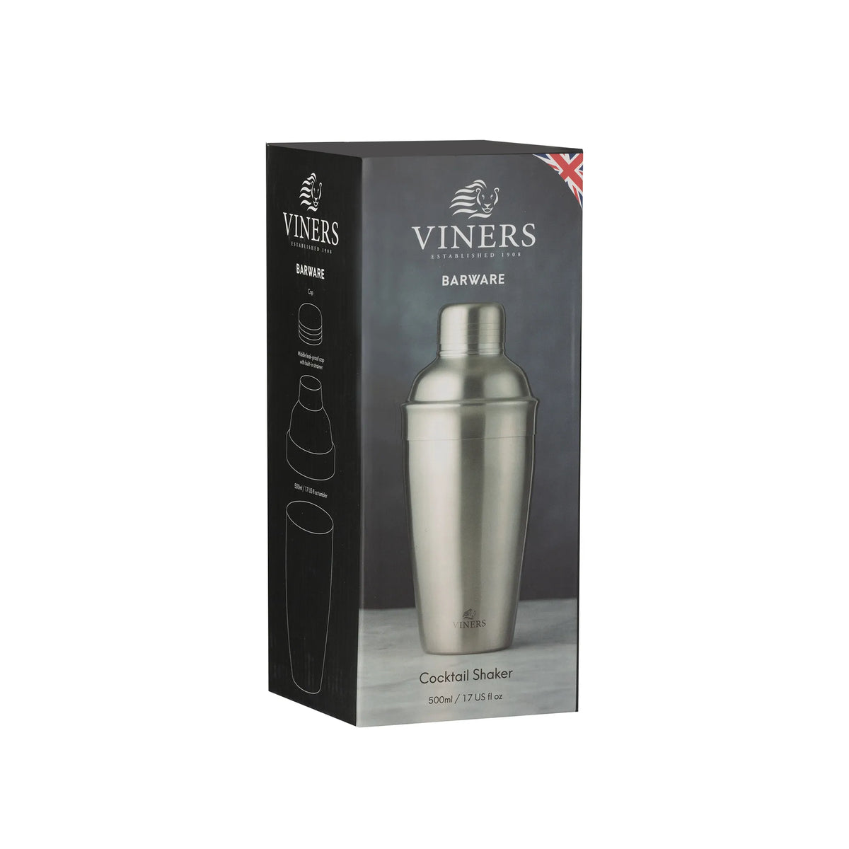 VINERS Barware Silver Cocktail Shaker Giftbox 500ml