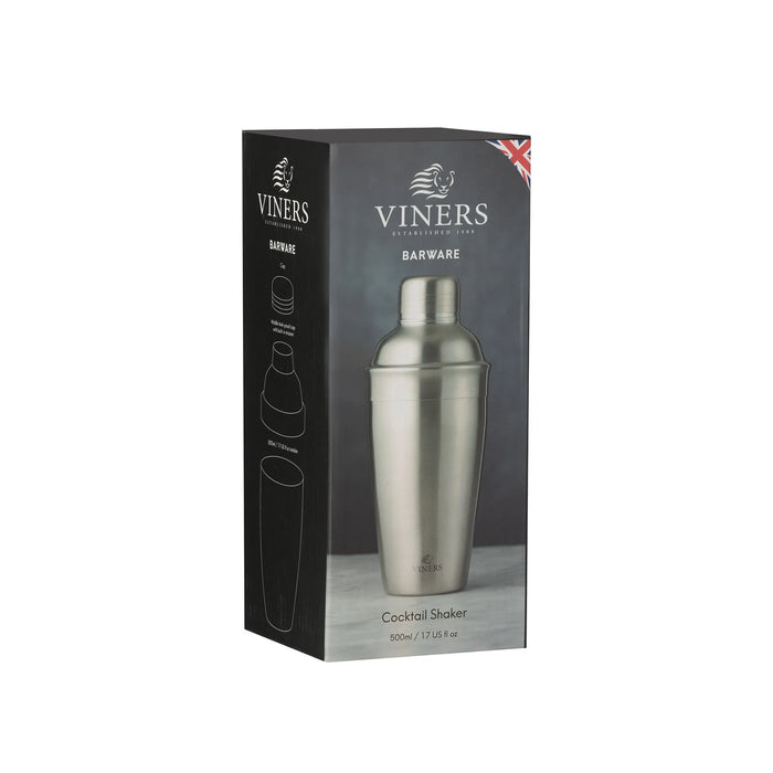 VINERS Barware Silver Cocktail Shaker Giftbox 500ml
