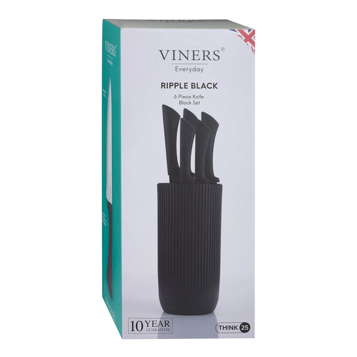 VINERS Everyday Black Ripple 5pc Knife Block Giftbox