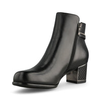 REDZ Block Heel Ankle Boot - Black