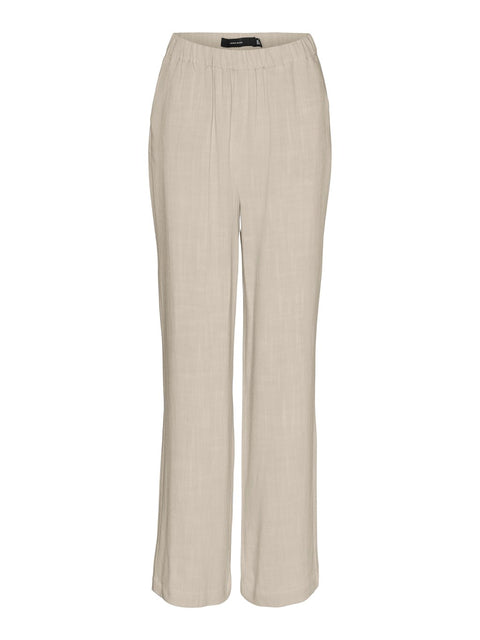 VERO MODA : Vera Straight Linen Pants - Beige