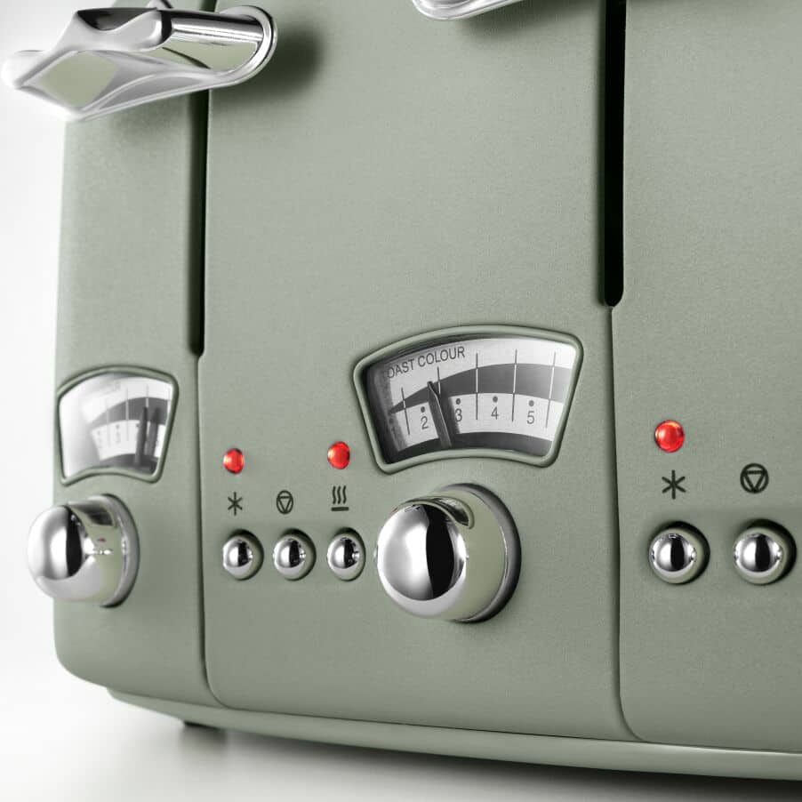 DeLONGHI Argento Flora 4 Slice Toaster - Green