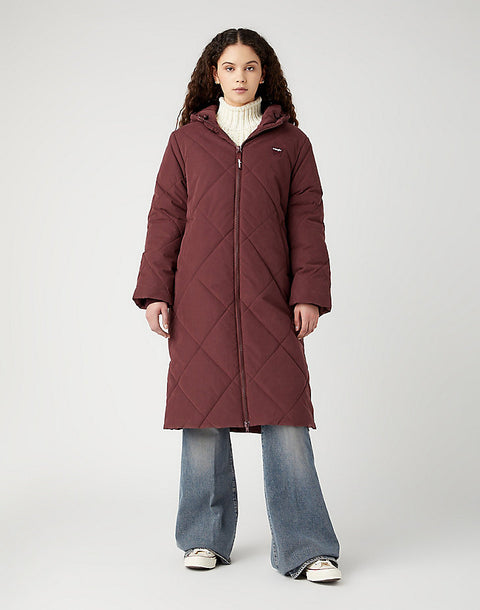 WRANGLER : Long Quilted Jacket - Dahlia