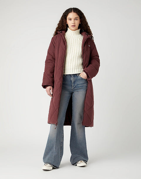WRANGLER : Long Quilted Jacket - Dahlia