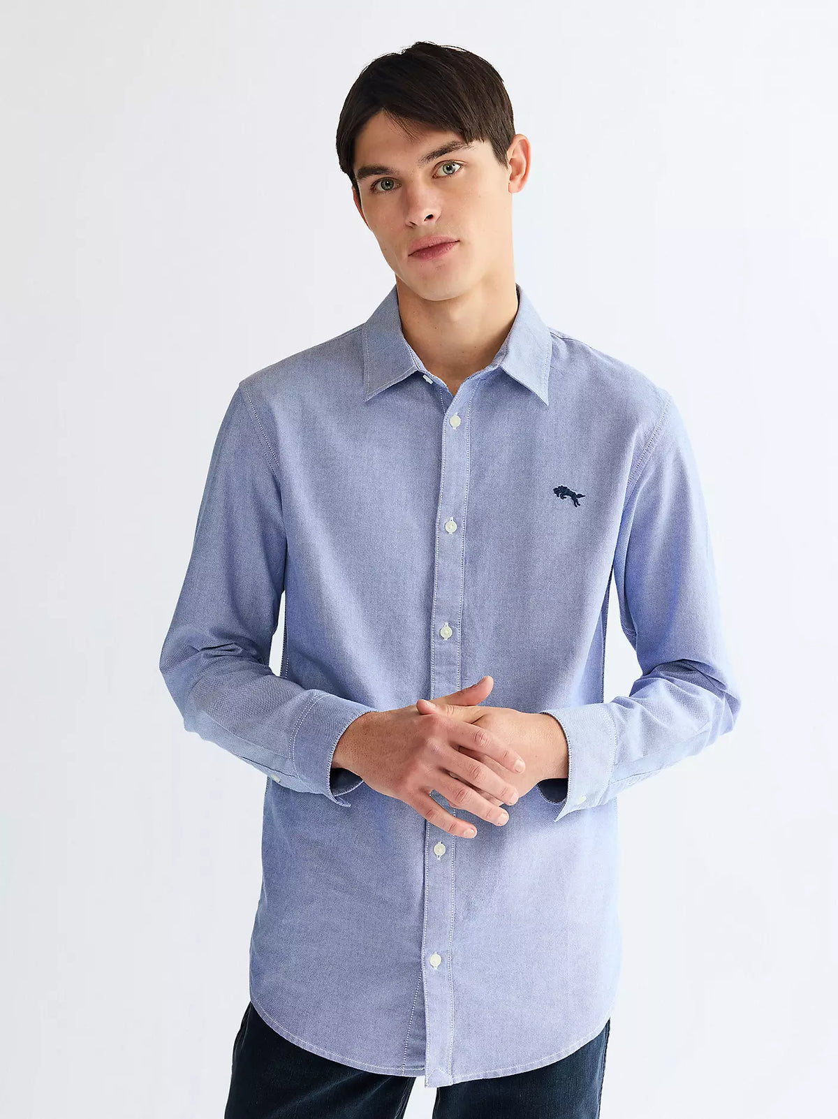 WRANGLER Men's Long Sleeve Shirt - Oxford Blue