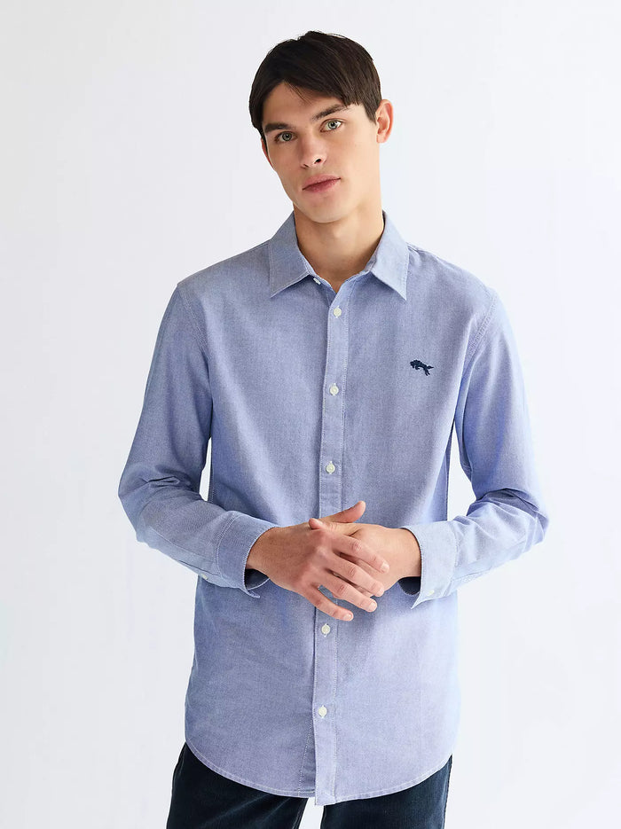 WRANGLER Men's Long Sleeve Shirt - Oxford Blue