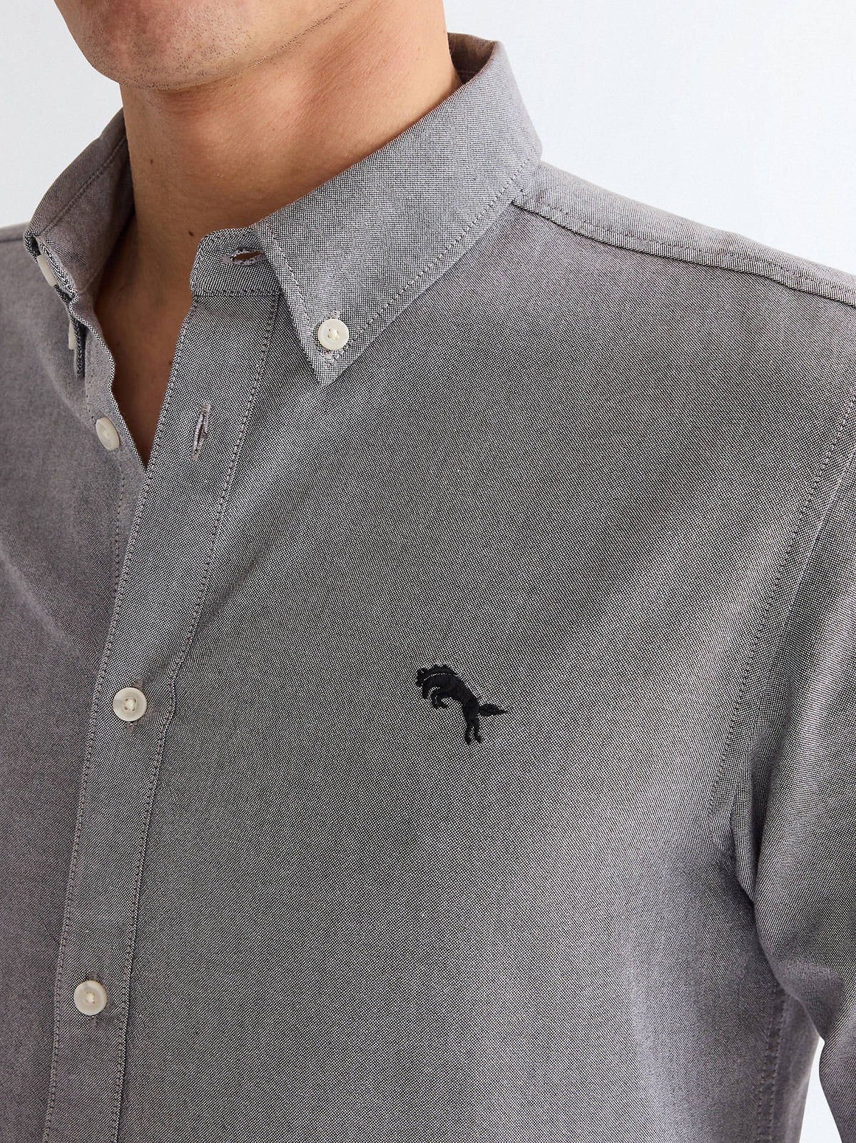 WRANGLER Men's Long Sleeve Oxford Shirt - Grey
