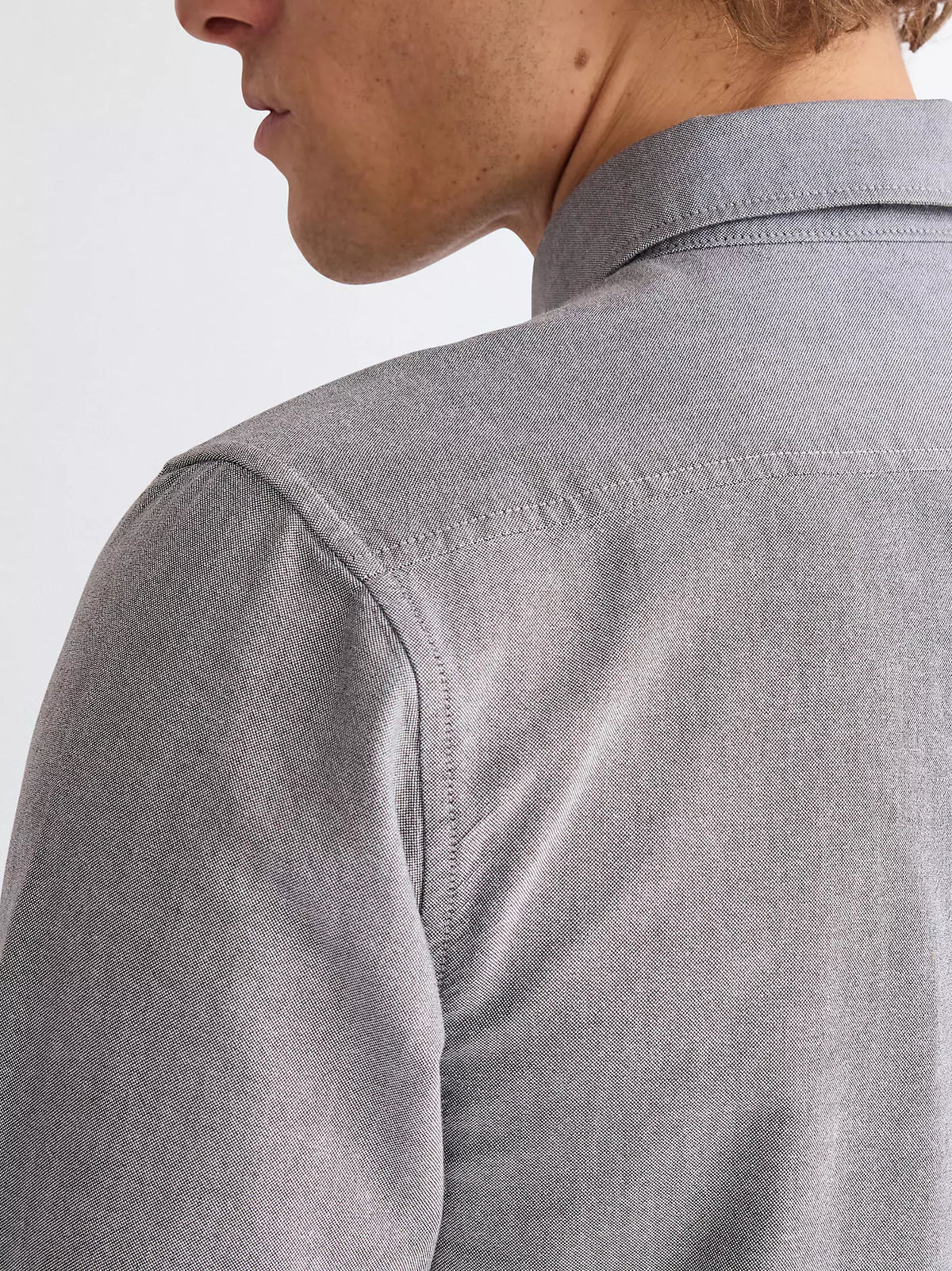 WRANGLER Men's Long Sleeve Oxford Shirt - Grey