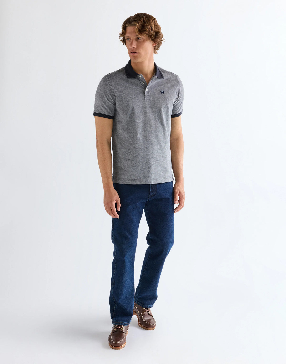 WRANGLER Men's Refined 2-Tone Polo Shirt - Navy