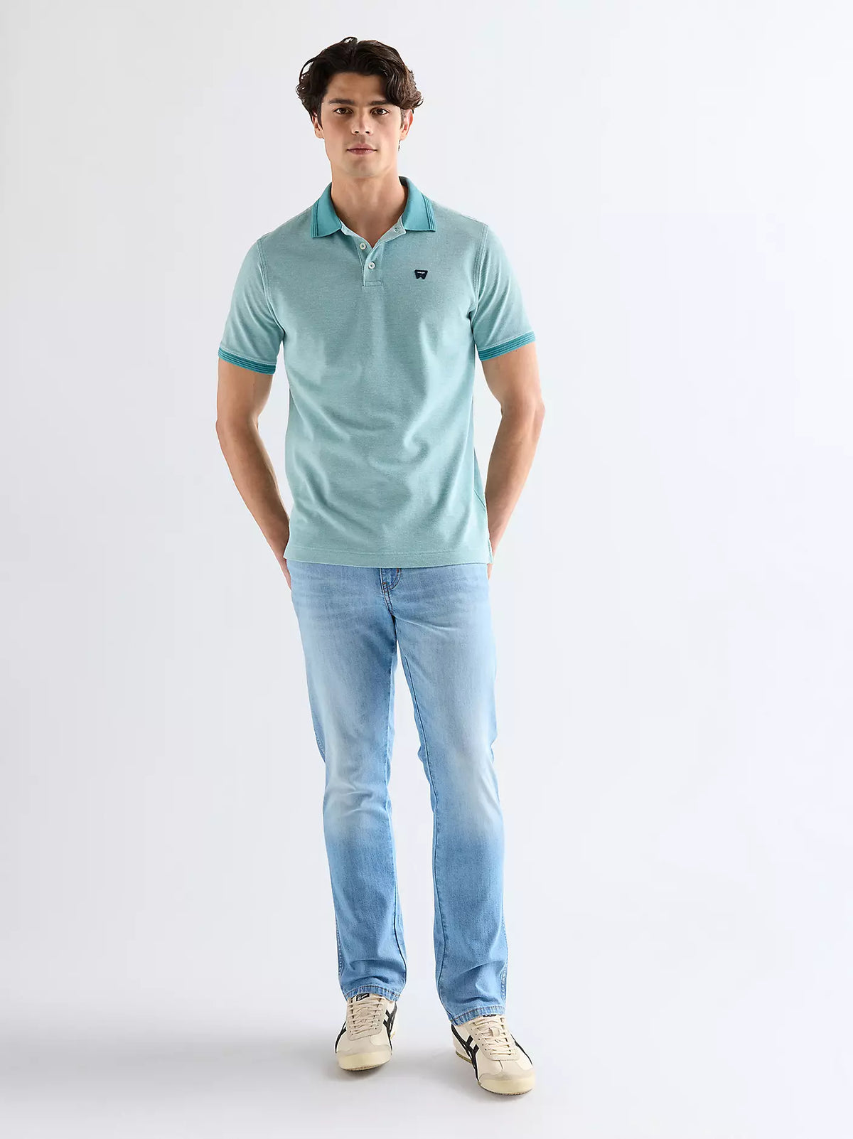 WRANGLER Men's Refined 2-Tone Polo Shirt - Blue
