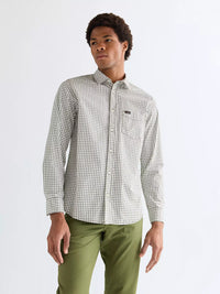WRANGLER Men's Regular One Pocket Shirt - Green Check