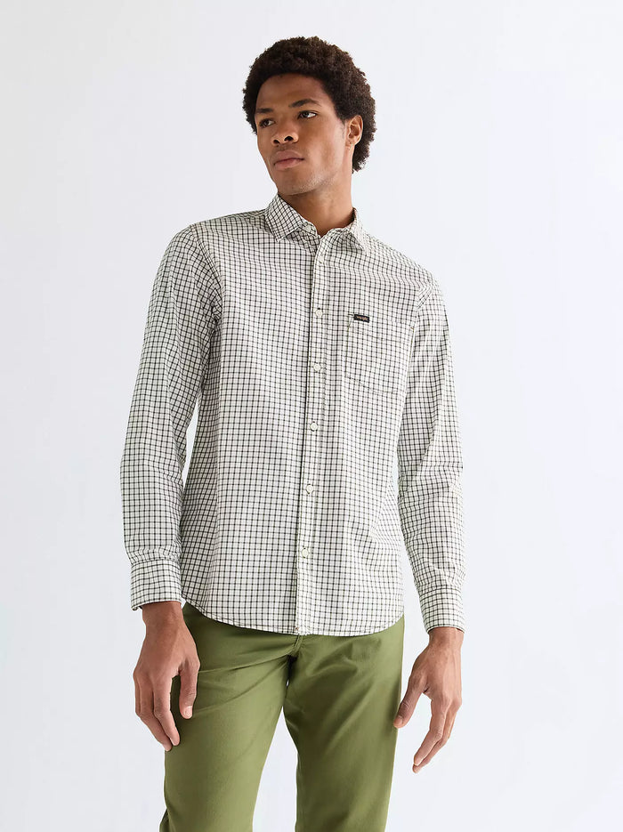WRANGLER Men's Regular One Pocket Shirt - Green Check
