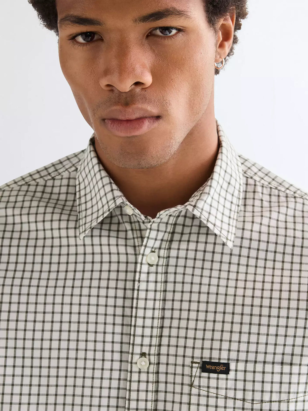 WRANGLER Men's Regular One Pocket Shirt - Green Check