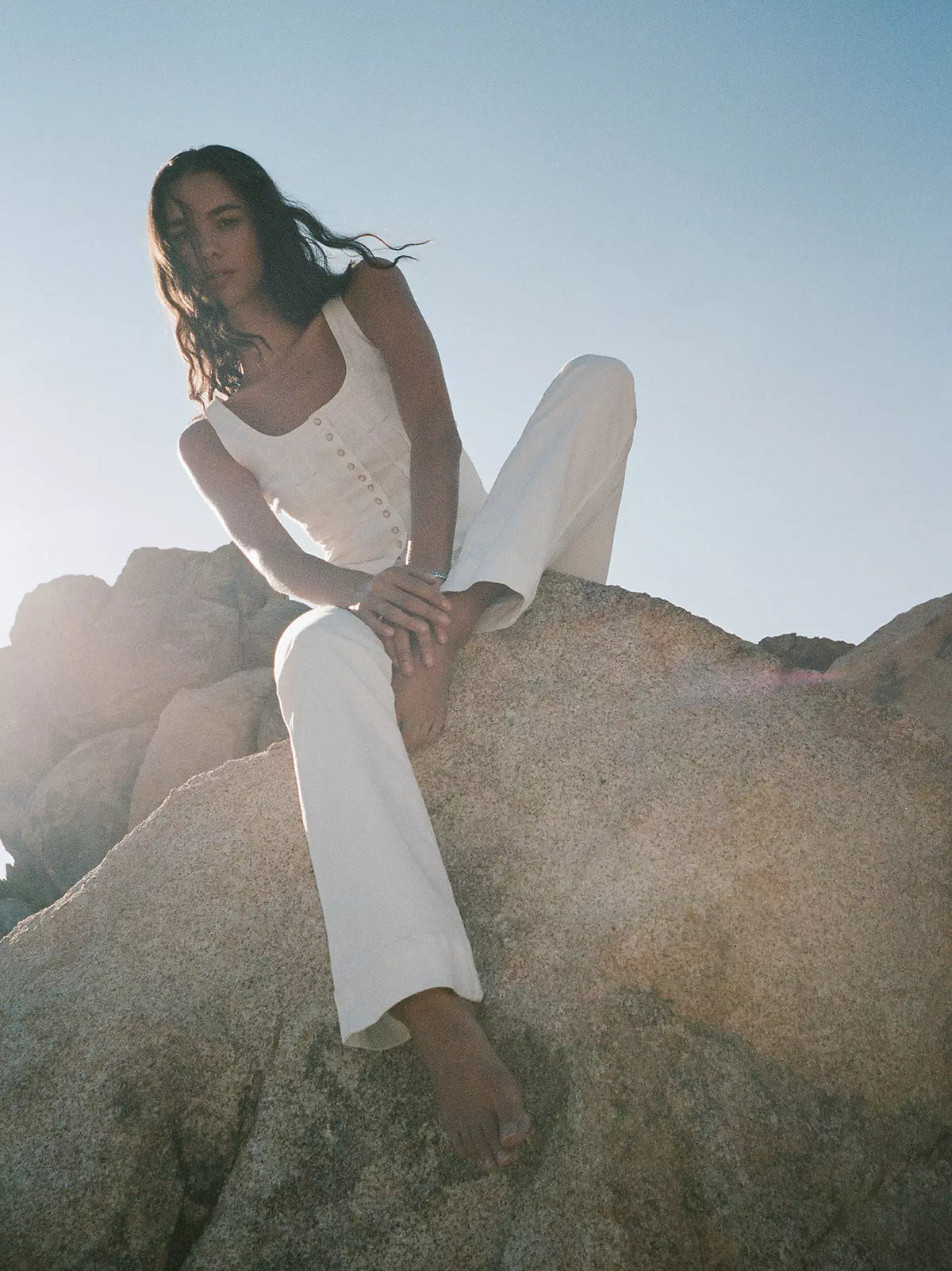 WRANGLER Slim Pleated Corset Style Top - Worn White