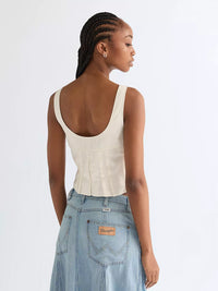 WRANGLER Slim Pleated Corset Style Top - Worn White