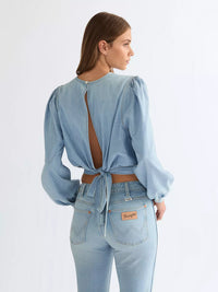 WRANGLER Aurora Relaxed Drifty Knot Blouse - Denim Blue