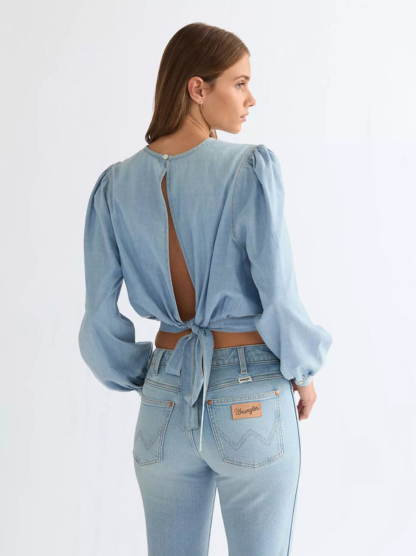 WRANGLER Aurora Relaxed Drifty Knot Blouse - Denim Blue