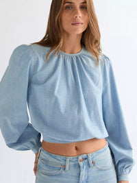 WRANGLER Aurora Relaxed Drifty Knot Blouse - Denim Blue
