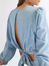 WRANGLER Aurora Relaxed Drifty Knot Blouse - Denim Blue