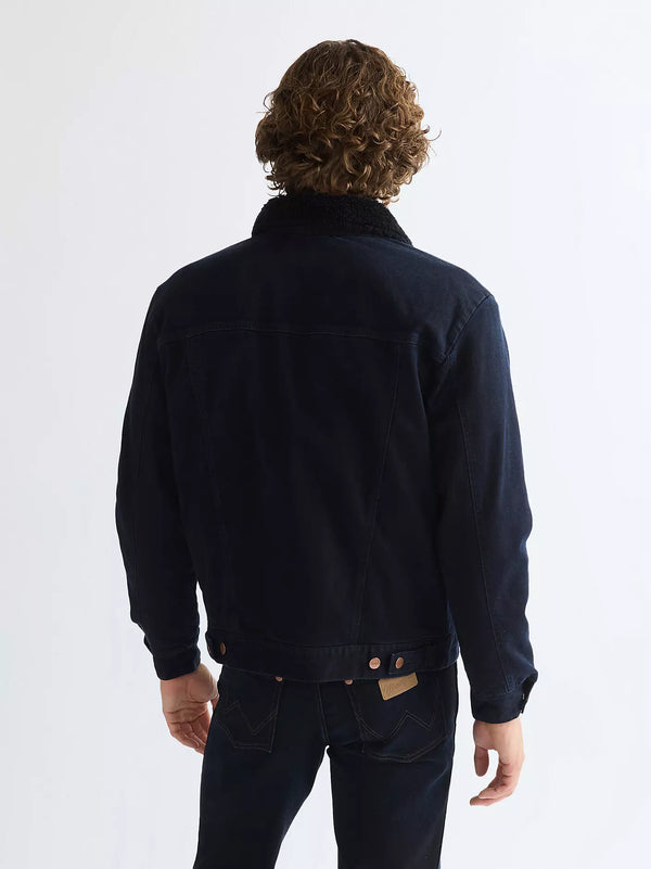 WRANGLER Men's Buffalo Trace Sherpa Collar Denim Jacket - Navy
