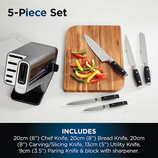 NINJA Foodi StaySharp Knife Block with Integrated Sharpener – 5Pc Set