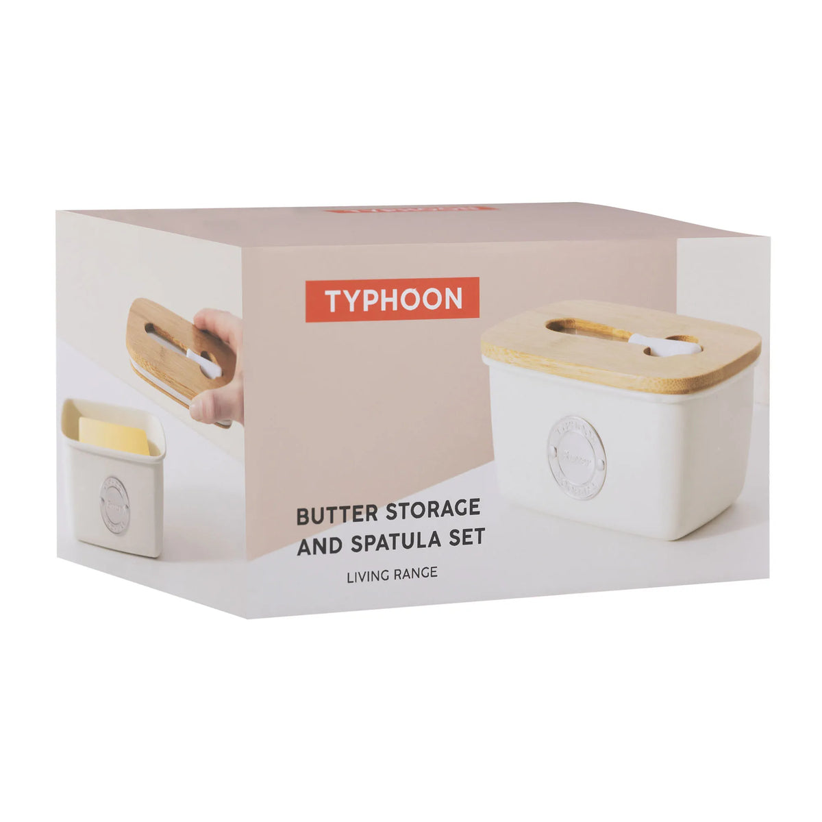 TYPHOON Living Steel Butter Dish & Spatula Set - Cream